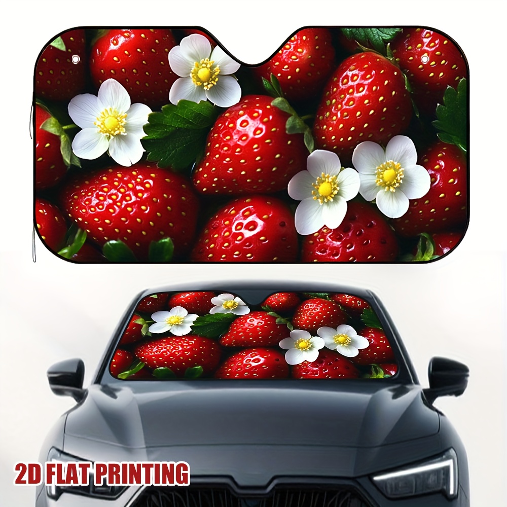 Car Accessories Must Have - 1pc Strawberries and Blossoms Car Sun