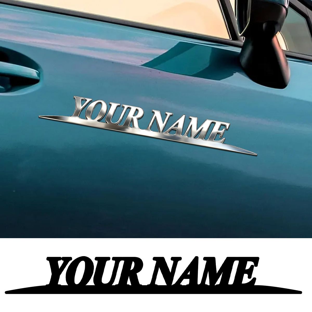 Car Accessories Xmas - Metal Trendy YOUR NAME Stickers Custom