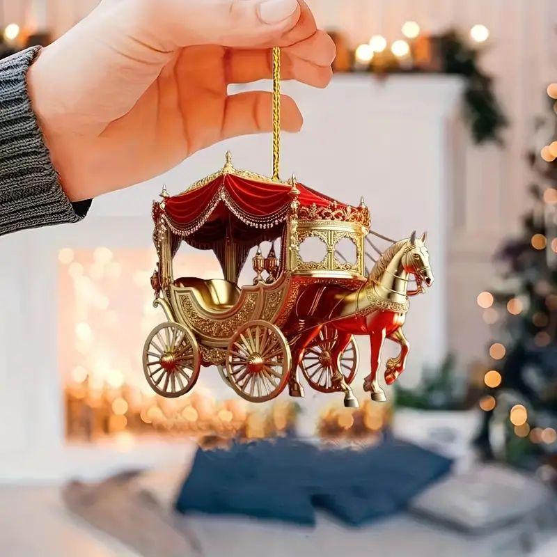 Car Accessories Xmas - 1Pcs Carriage Christmas Ornament Horse With