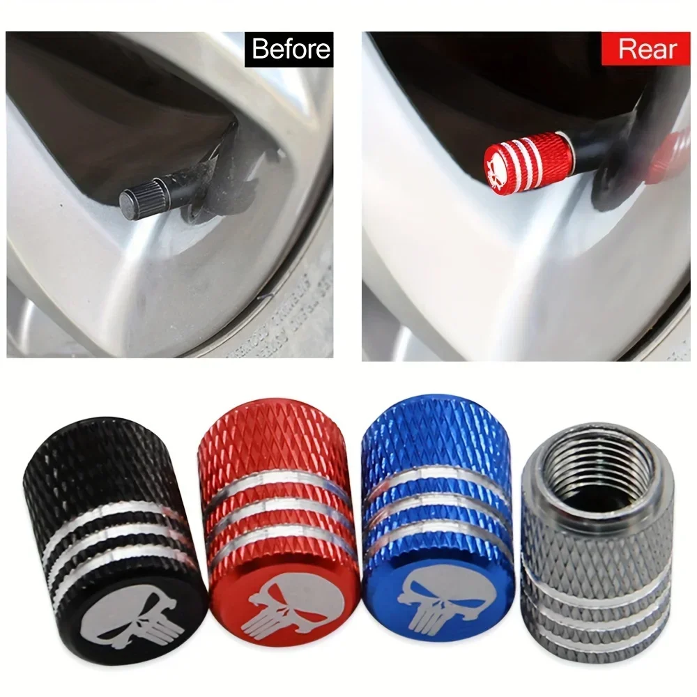 NEW 4pcs Skull Pattern Tire Va - Steering Wheel Cover ulasan dan harga
