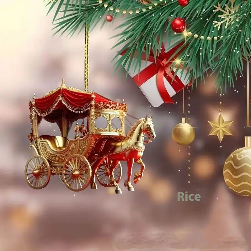 1Pcs Carriage Christmas Orname - Car Accessories Xmas ulasan dan harga